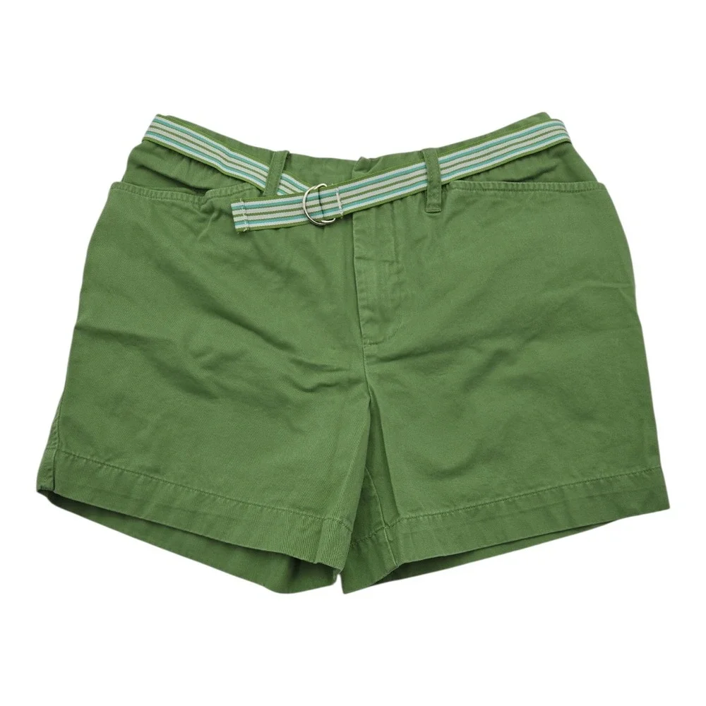 Vintage‎ Cherokee Women's Green Chino Shorts with Belt Size 10